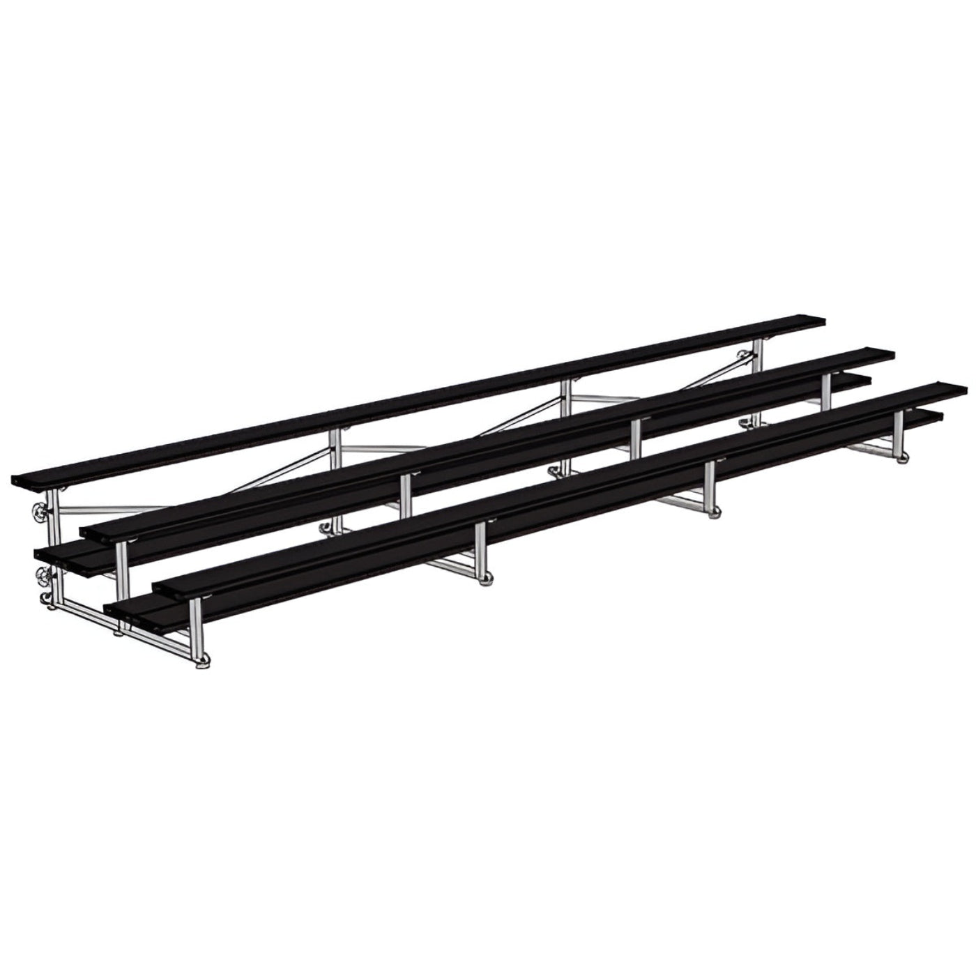 Bleacher - 21 ft. (3 Row - Double Foot Plank) - Tip & Roll - BLDP-321TRG