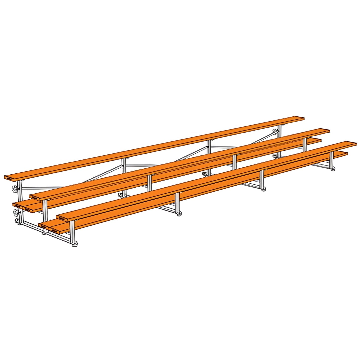Bleacher - 21 ft. (3 Row - Double Foot Plank) - Tip & Roll - BLDP-321TRG
