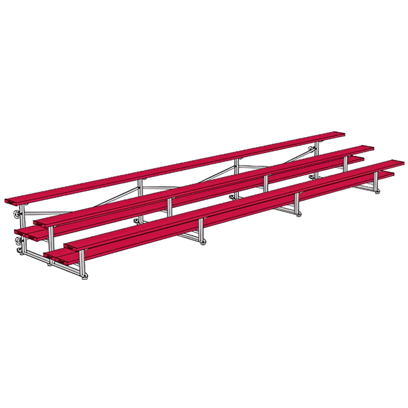 Bleacher - 21 ft. (3 Row - Double Foot Plank) - Tip & Roll - BLDP-321TRG