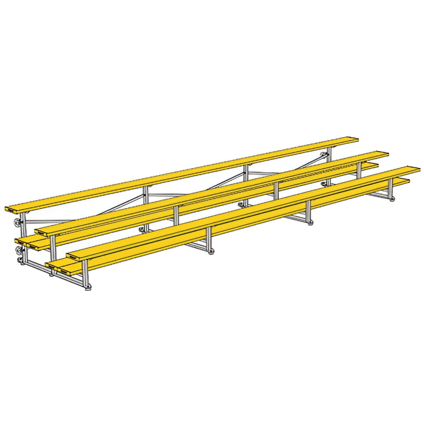 Bleacher - 21 ft. (3 Row - Double Foot Plank) - Tip & Roll - BLDP-321TRG