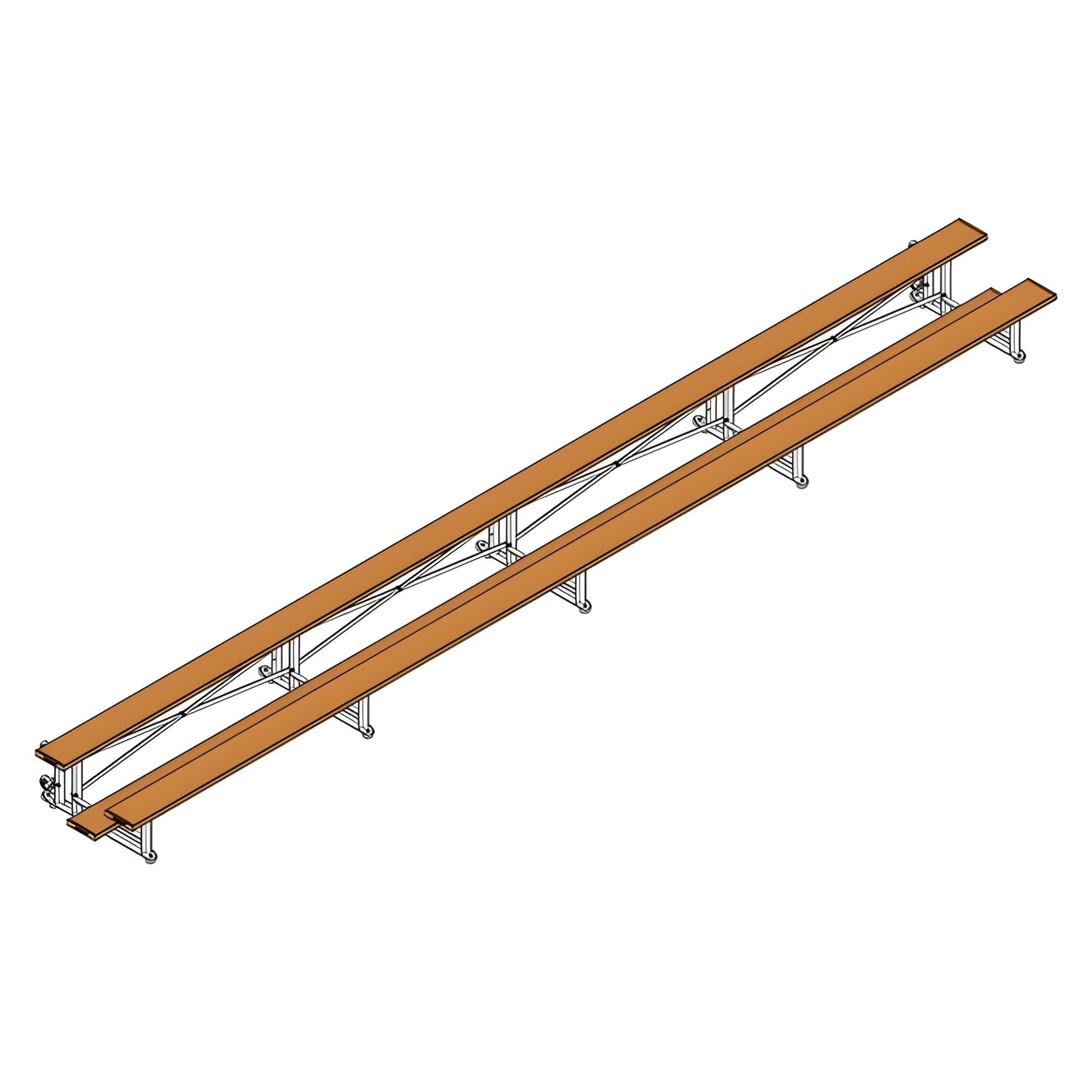 Bleacher - 27 ft. (2 Row - Single Foot Plank) - Tip & Roll - BLCH-227TRG