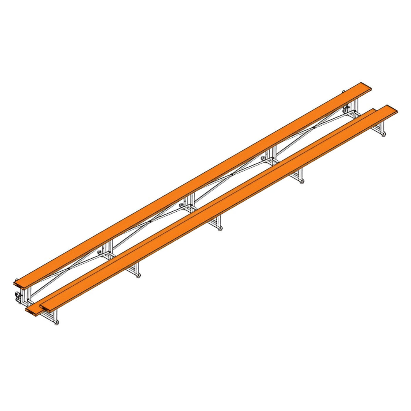 Bleacher - 27 ft. (2 Row - Single Foot Plank) - Tip & Roll - BLCH-227TRG