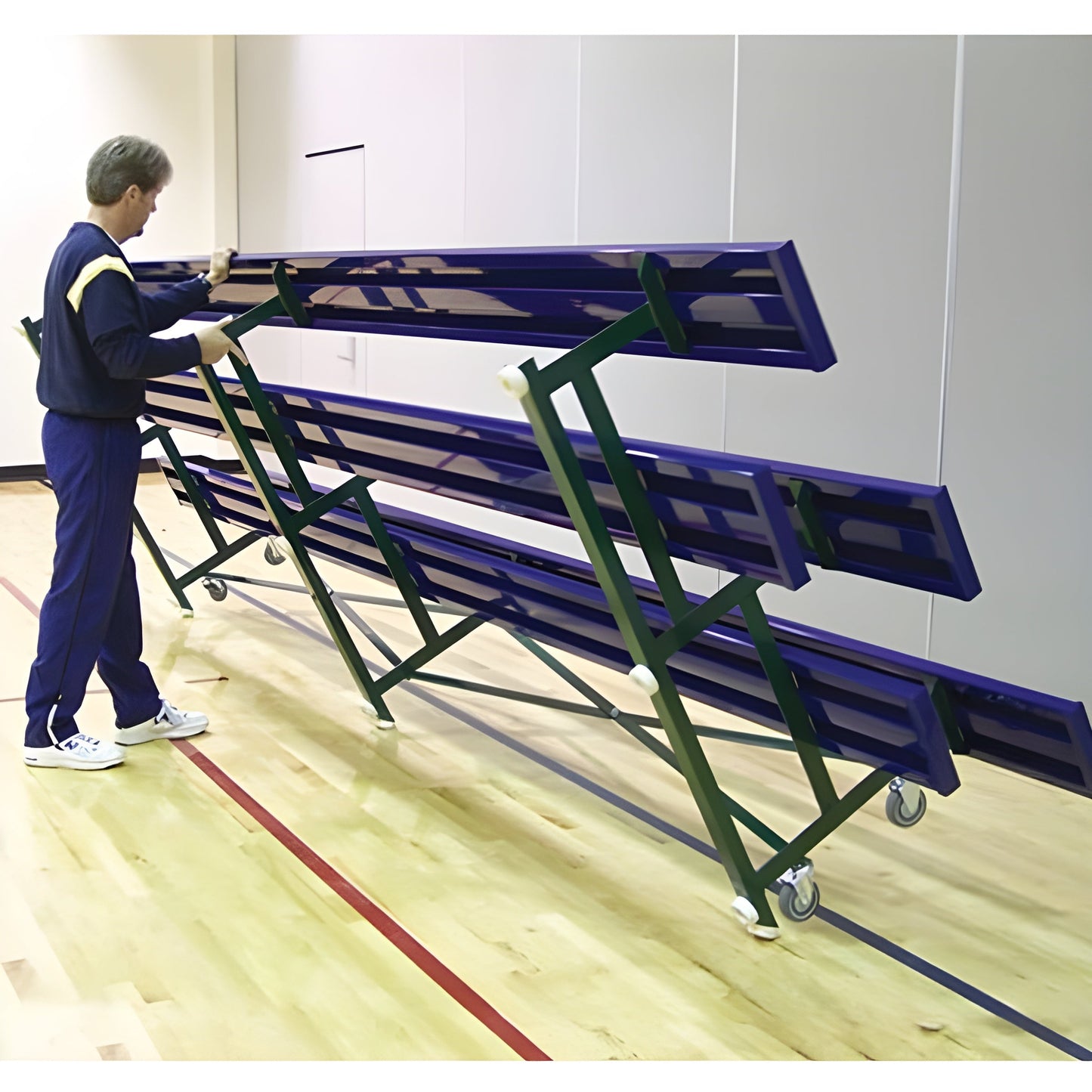 Bleacher - 27 ft. (2 Row - Single Foot Plank) - Tip & Roll - BLCH-227TRG