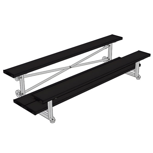 Bleacher - 7-1/2 ft. (2 Row - Double Foot Plank) - Tip & Roll -  BLDP-375TRGPC