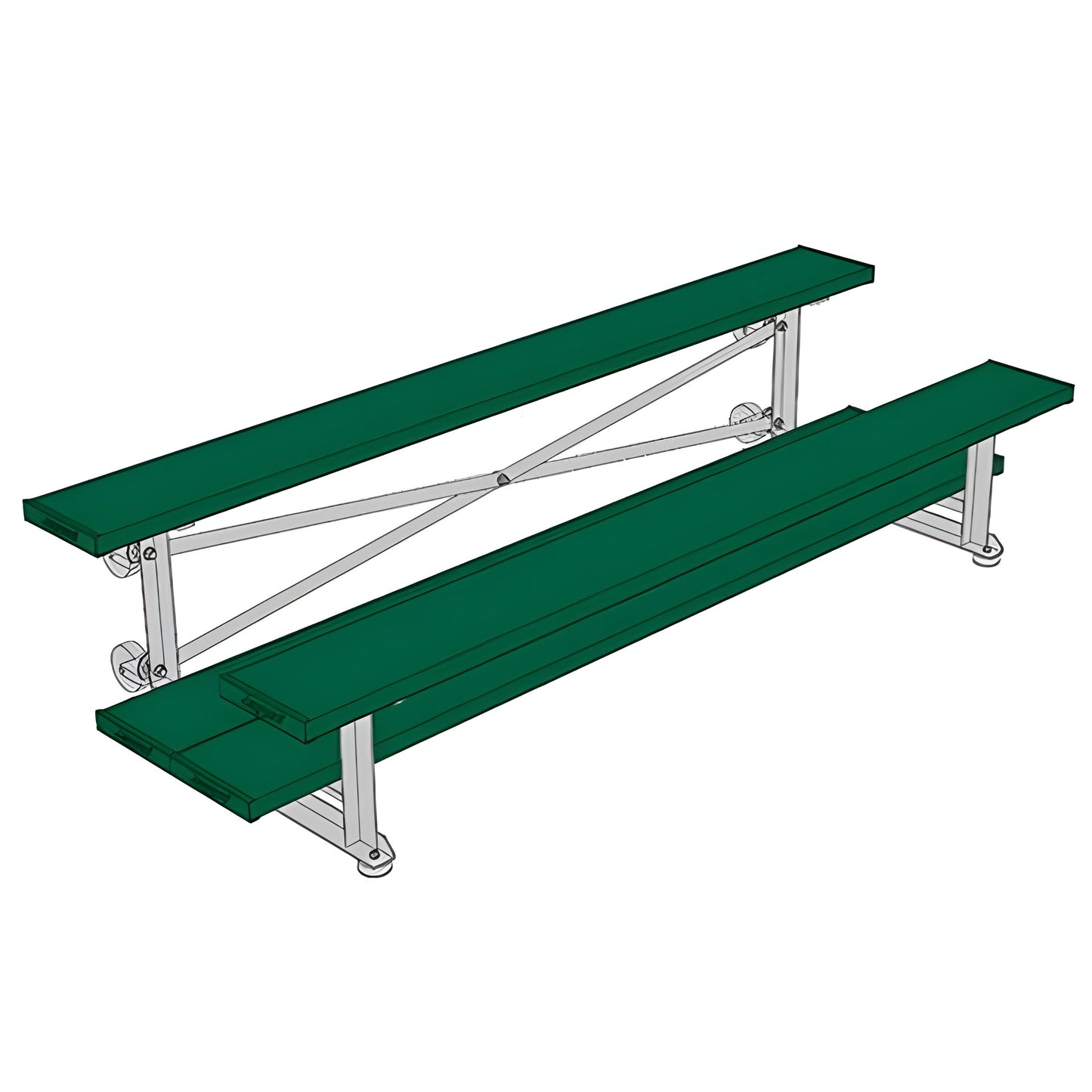 Bleacher - 7-1/2 ft. (2 Row - Double Foot Plank) - Tip & Roll -  BLDP-375TRGPC