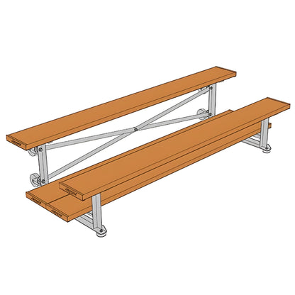 Bleacher - 7-1/2 ft. (2 Row - Double Foot Plank) - Tip & Roll -  BLDP-375TRGPC