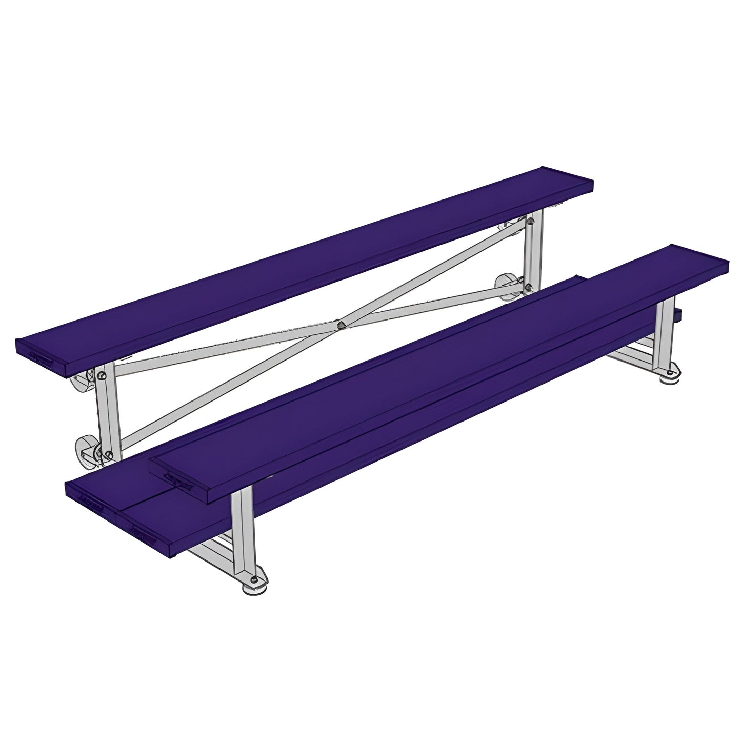 Bleacher - 7-1/2 ft. (2 Row - Double Foot Plank) - Tip & Roll -  BLDP-375TRGPC