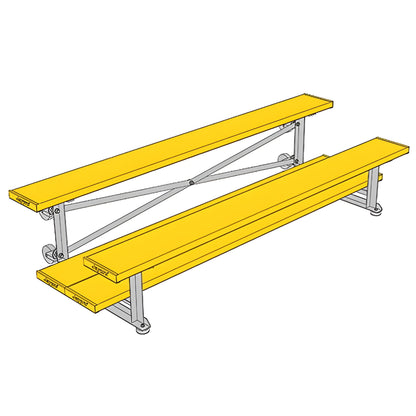 Bleacher - 7-1/2 ft. (2 Row - Double Foot Plank) - Tip & Roll -  BLDP-375TRGPC