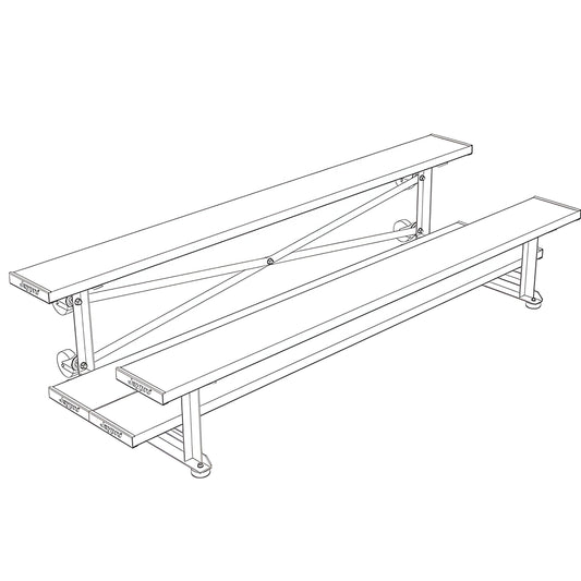 Bleacher - 7-1/2 ft. (2 Row - Double Foot Plank) - Tip & Roll -  BLDP-375TRGPC