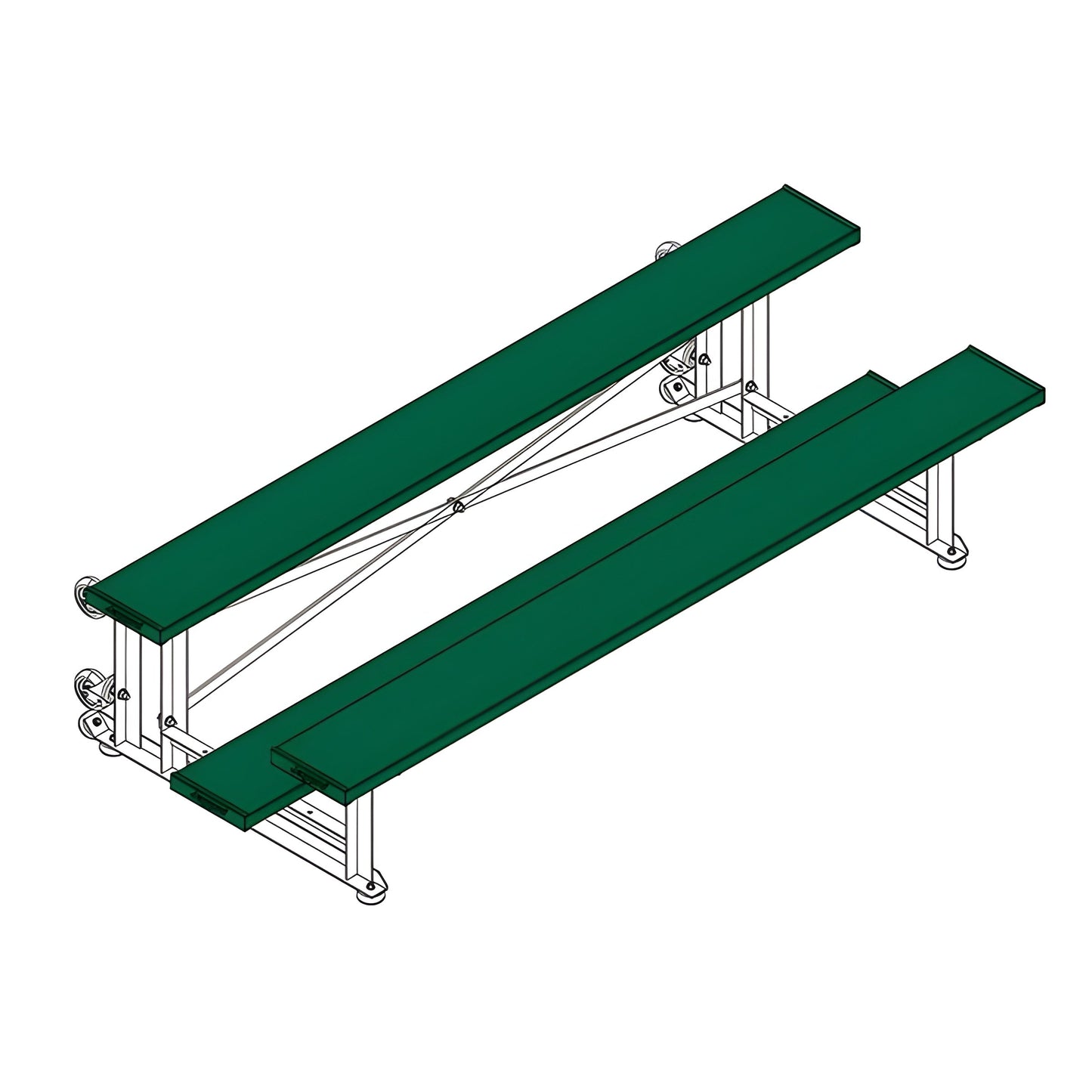 Bleacher - 7-1/2 ft. (2 Row - Single Foot Plank) - Tip & Roll