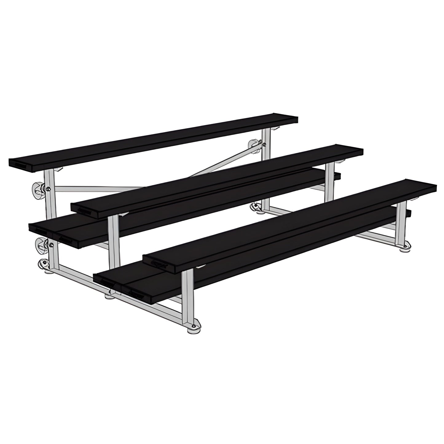 Bleacher - 7-1/2 ft. (3 Row - Double Foot Plank) - Tip & Roll -  BLDP-375TRGPC