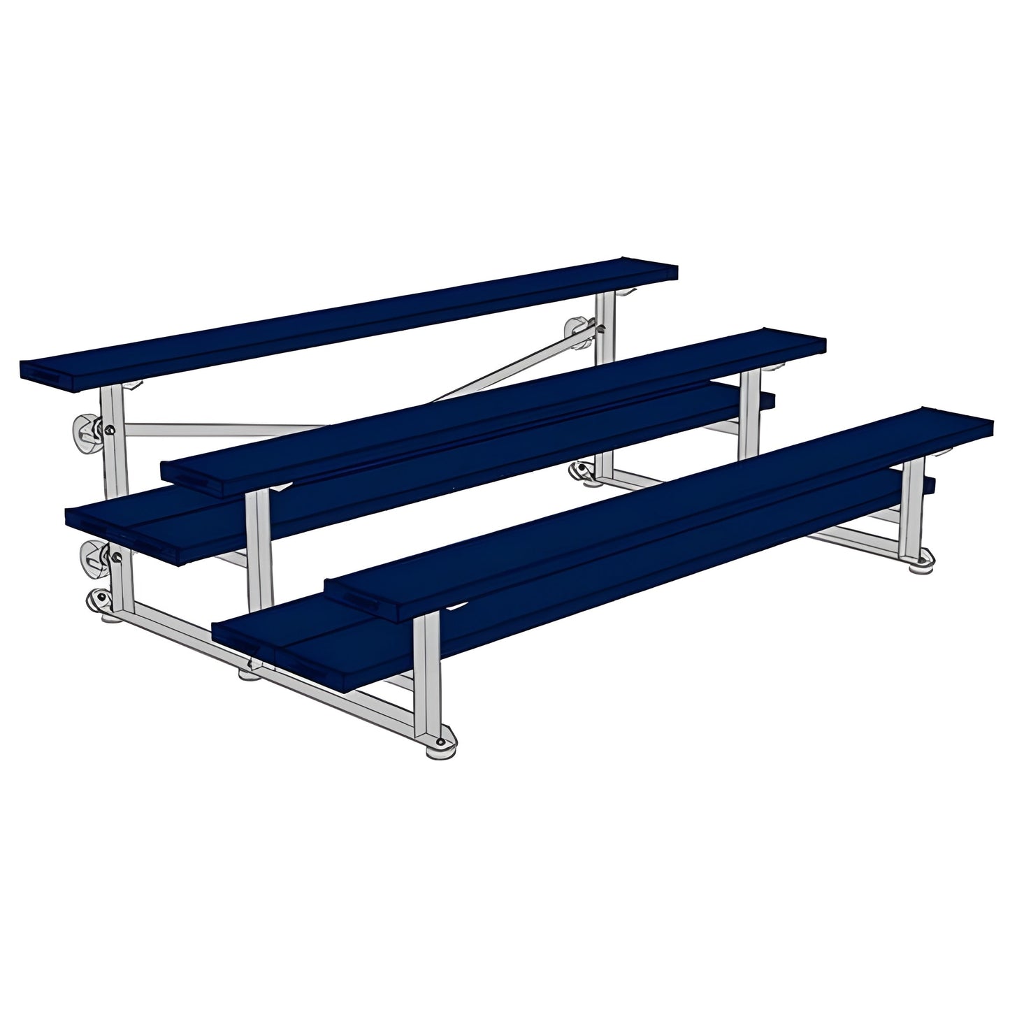 Bleacher - 7-1/2 ft. (3 Row - Double Foot Plank) - Tip & Roll -  BLDP-375TRGPC