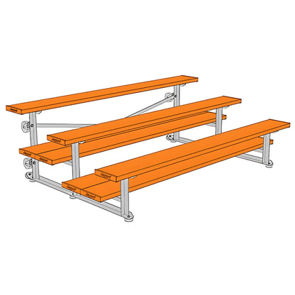 Bleacher - 7-1/2 ft. (3 Row - Double Foot Plank) - Tip & Roll -  BLDP-375TRGPC