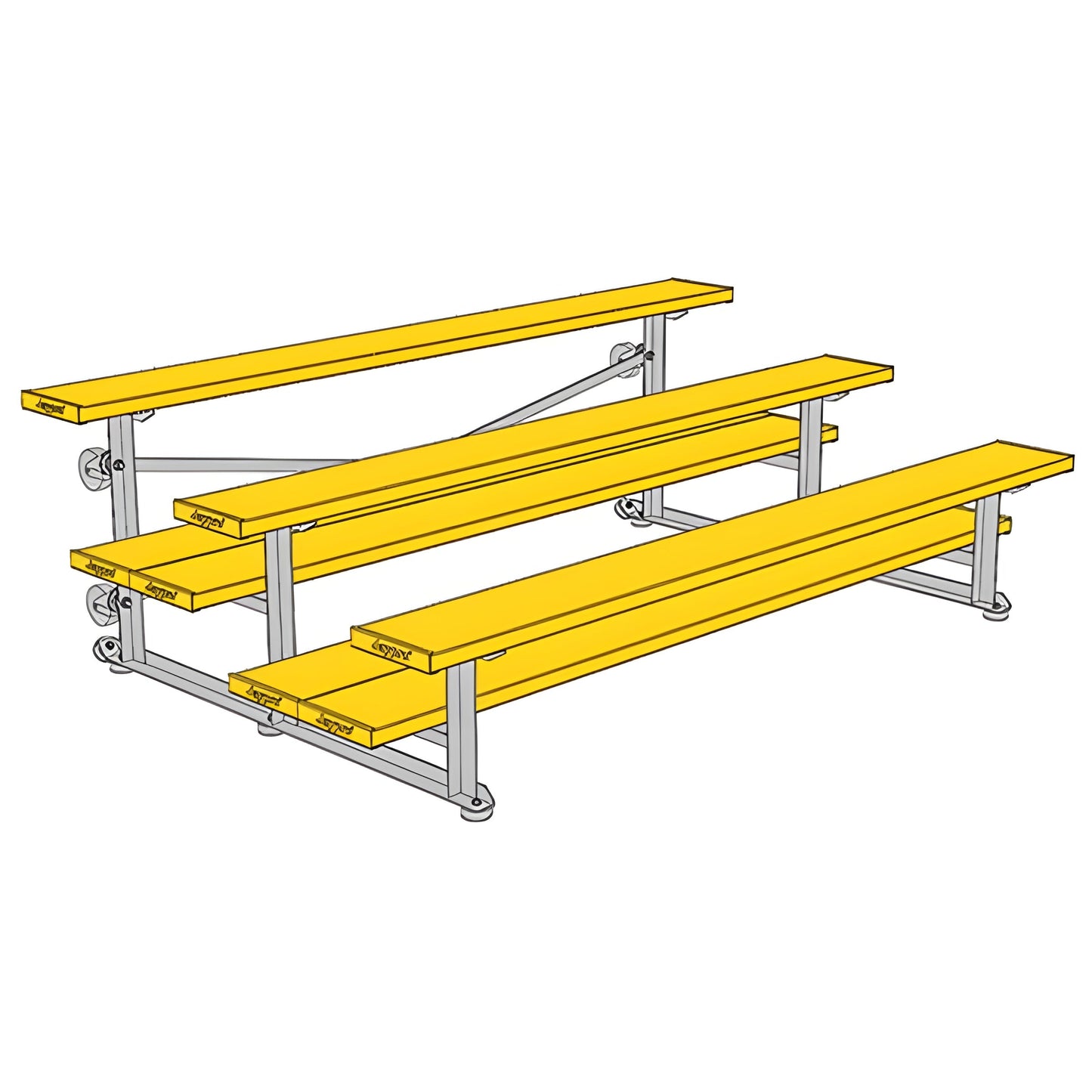 Bleacher - 7-1/2 ft. (3 Row - Double Foot Plank) - Tip & Roll -  BLDP-375TRGPC