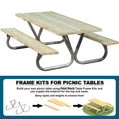 Pilot Rock 2 Pack 6'/8' Outdoor Steel Non Tip Picnic Table Leg Kits (Frame Only) - 415897