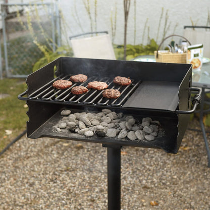 Pilot Rock Jumbo Park Style Steel Outdoor BBQ Charcoal Grill and Post, 6 Pack - 415883