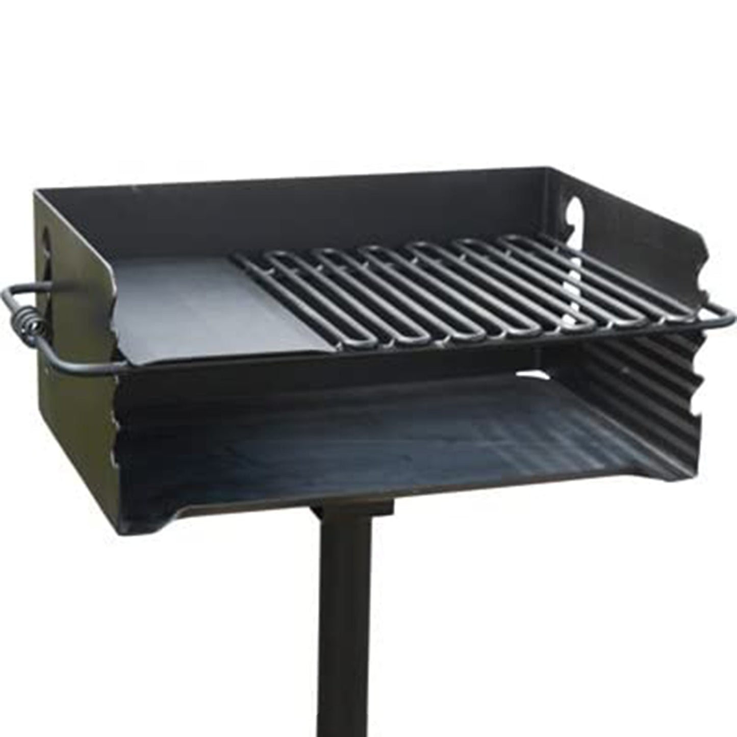 Pilot Rock Jumbo Park Style Steel Outdoor BBQ Charcoal Grill and Post, 3 Pack - 415882