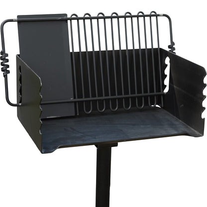 Pilot Rock Jumbo Park Style Steel Outdoor BBQ Charcoal Grill and Post, Black - 253217