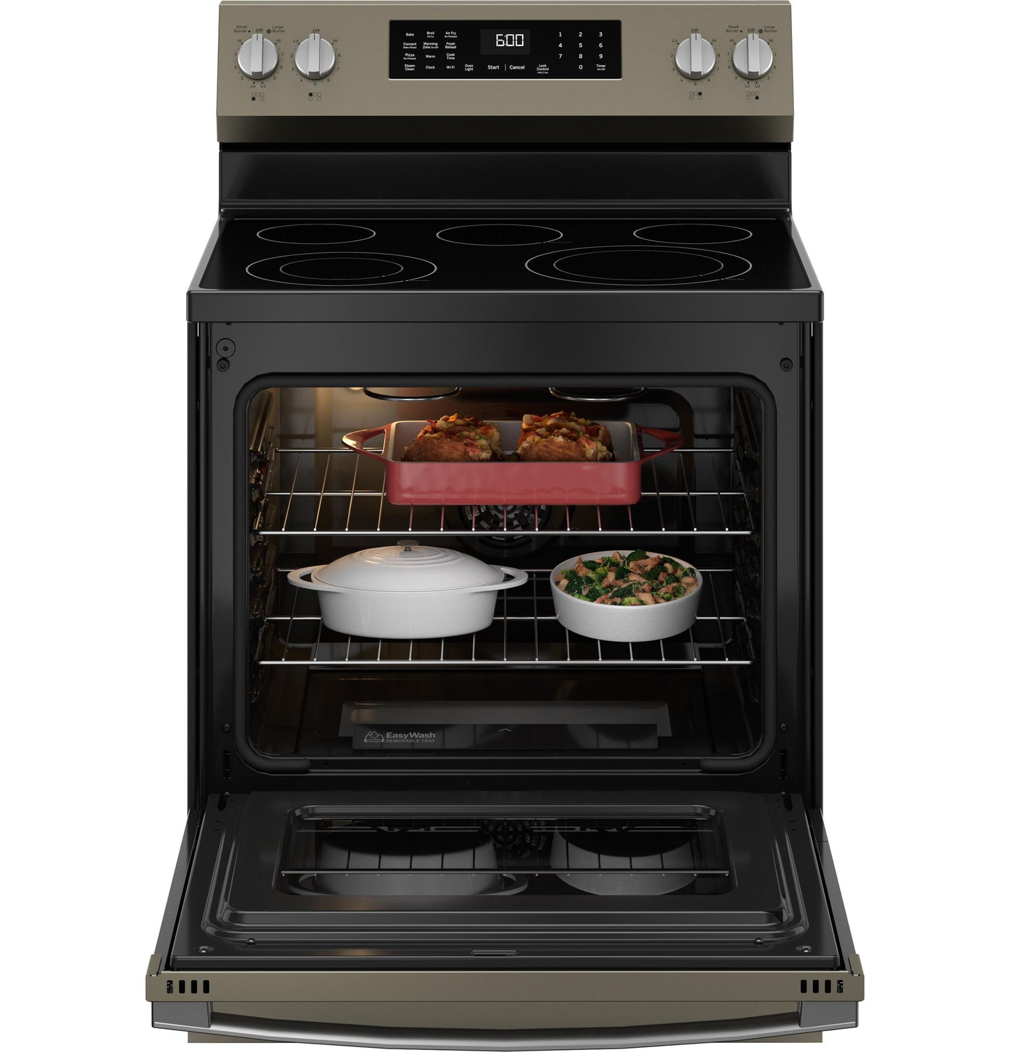 GE APPLIANCES GRF600AVES GE(R) 30" Free-Standing Electric Convection Range with No Preheat Air Fry and EasyWash(TM) Oven Tray - GRF600AVES-KT