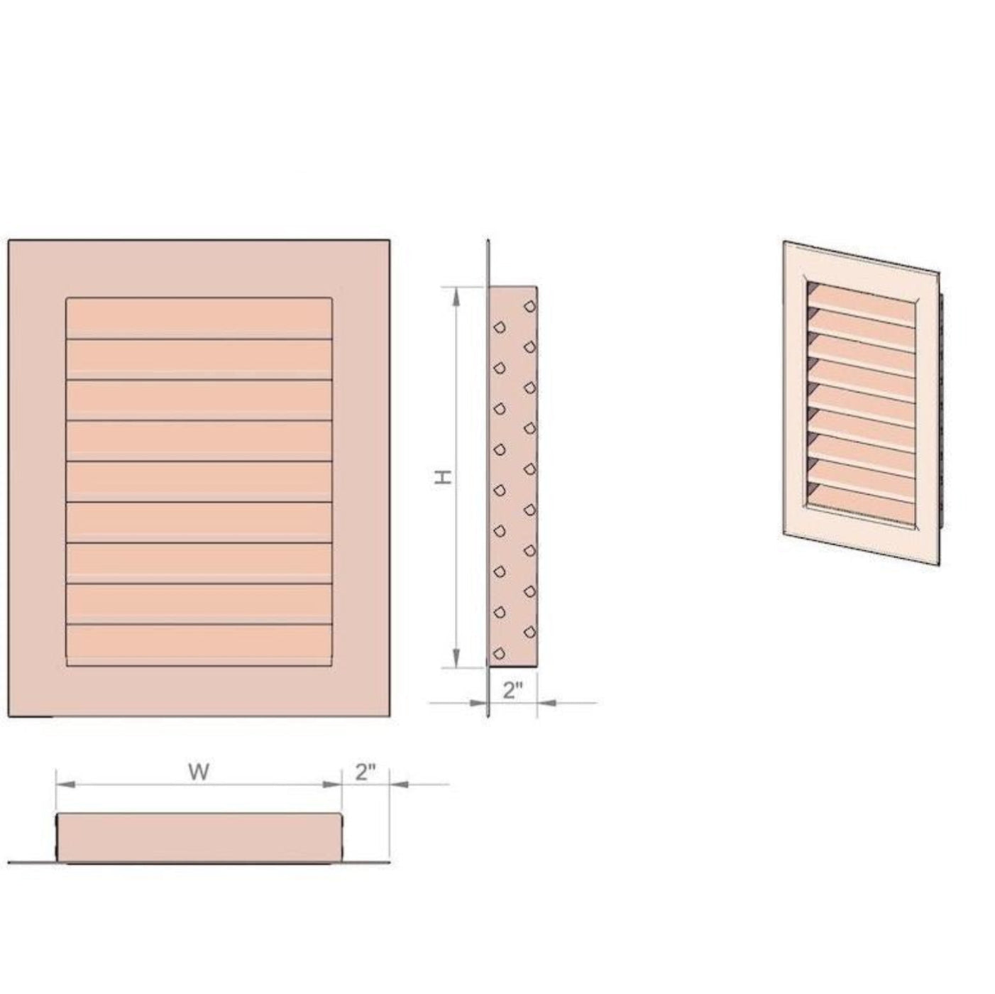 Copperlab Copper Louvered Gable End Vent - WLV1212F
