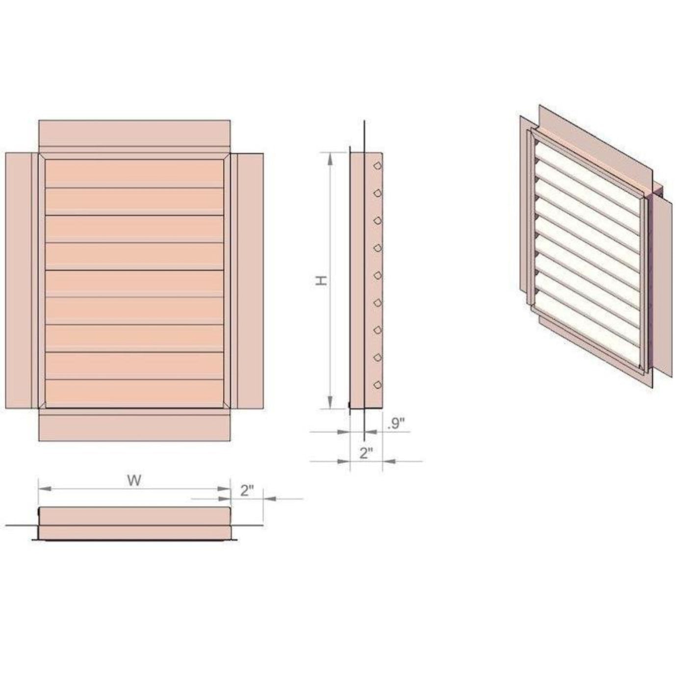 Copperlab Copper Louvered Gable End Vent - WLV1212F