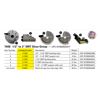 Current Tools 700E Shoe Group for 1/2in to 2in EMT Conduit - Reconditioned - Current Tools 700E