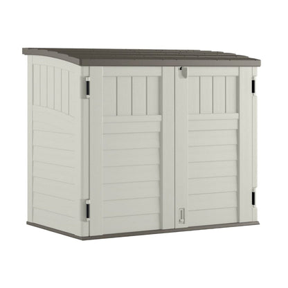 Suncast 34 Cubic Feet Horizontal Backyard Storage Stow Away Shed, Ivory (4 Pack) - 172828