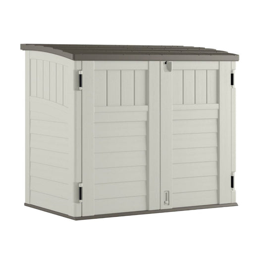 Suncast 34 Cubic Feet Horizontal Backyard Storage Stow Away Shed, Ivory (4 Pack) - 172828