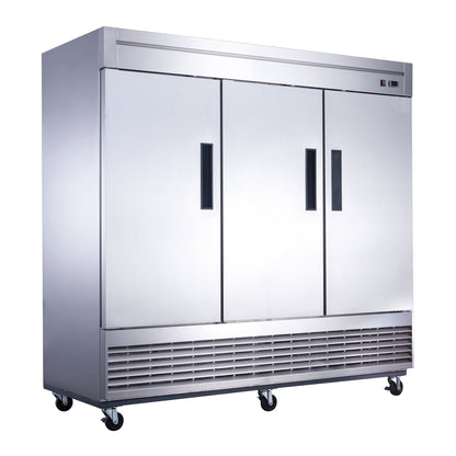 Chef AAA Commercial 83" Reach-In Freezer 3 Solid Door Stainless Steel 64 cu.ft. - T83F