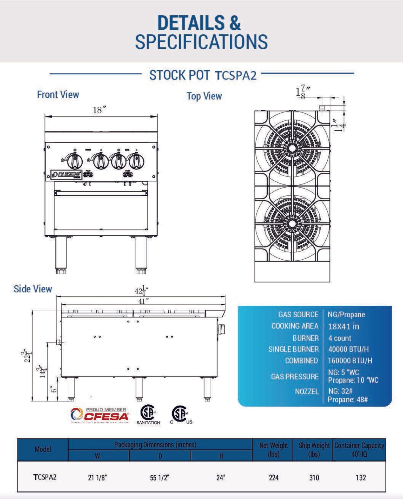 Chef AAA - Commercial 2 Burner Stock Pot Range - TCSPA2