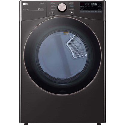 LG 27 In. 7.4-Cu. Ft. Front Load Gas Dryer with TurboSteam and Built-In Intelligence in Black Steel (DLGX4001B)