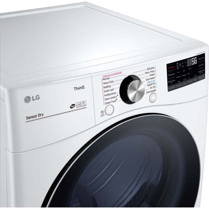 LG 27 In. 7.4-Cu. Ft. Front Load Gas Dryer with TurboSteam and Built-In Intelligence in White (DLGX4201W)