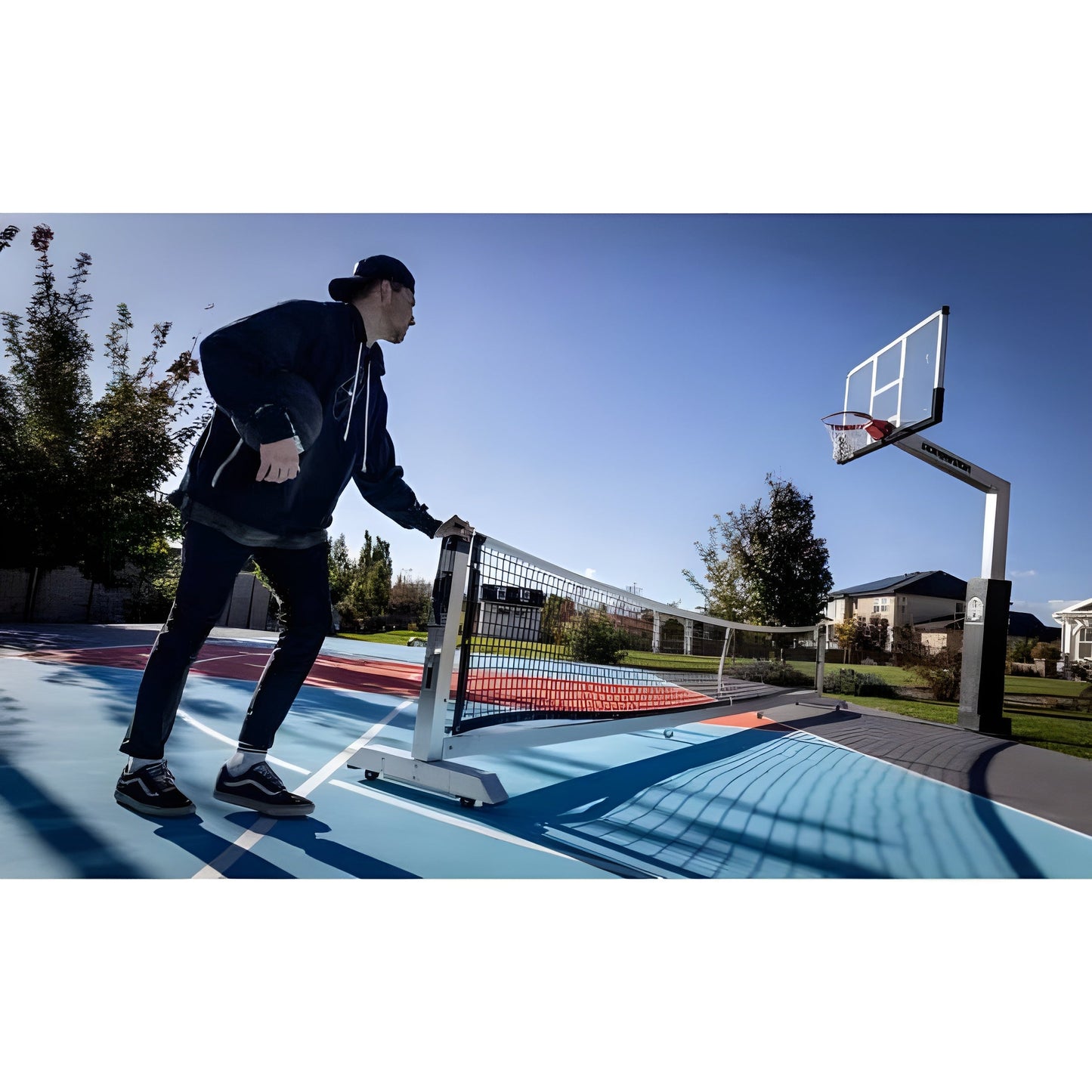 Dominator Pro Max Semi Permanent Rolling Portable Pickleball Net - pb-max-1