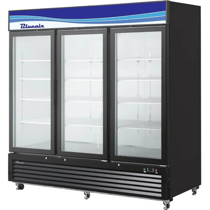 Blue Air BKGF72B-HC | 82" Wide 3 Swing Door Black Merchandiser Freezer - BKGF72B-HC