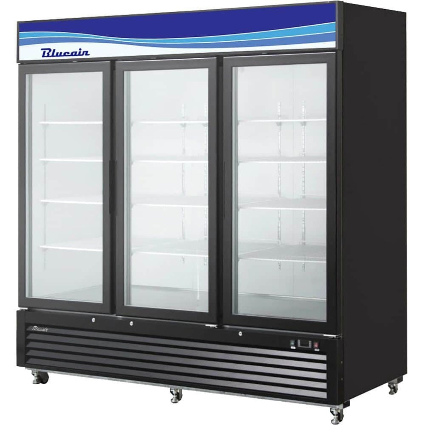 Blue Air BKGF72B-HC | 82" Wide 3 Swing Door Black Merchandiser Freezer - BKGF72B-HC