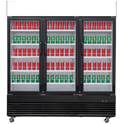 Chef AAA Commercial 78" 3 Glass Door Refrigerator 69.43 cu.ft. - TSM69R