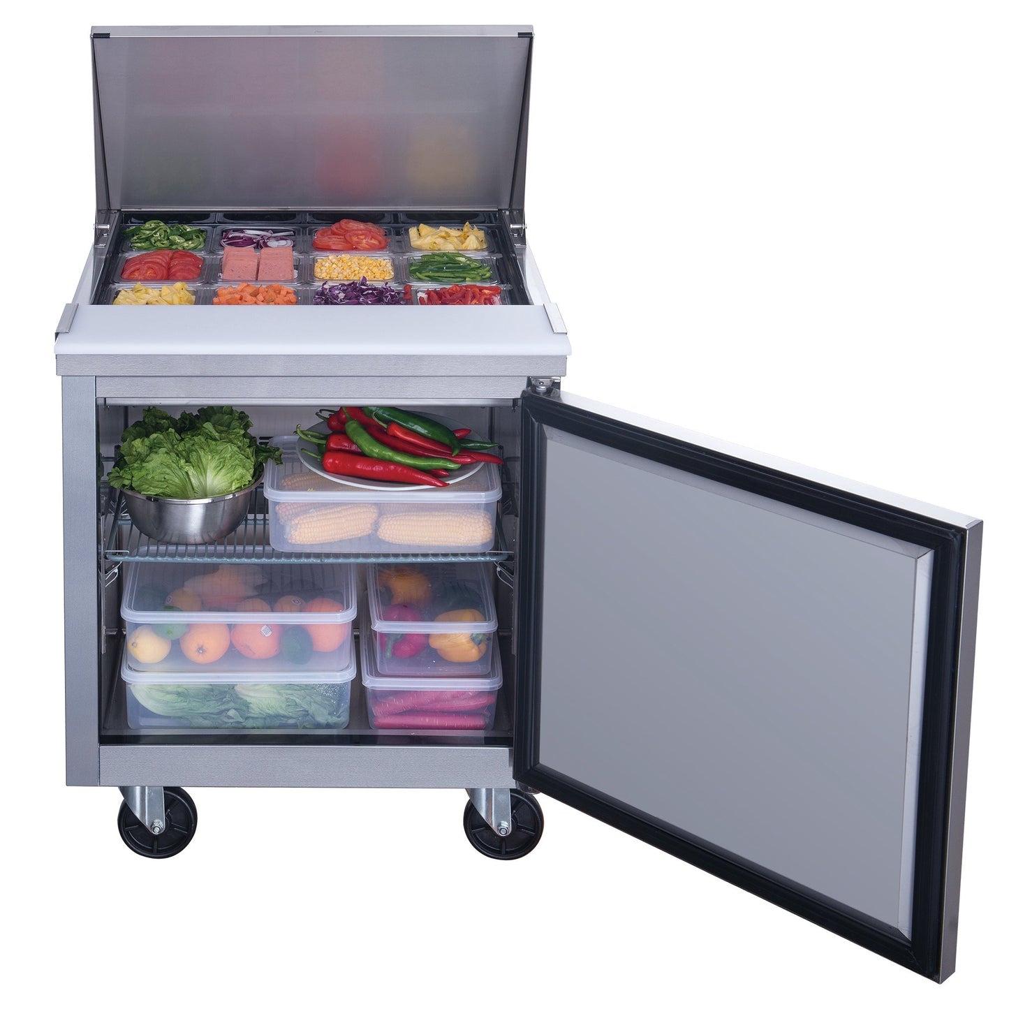 Chef AAA Commercial 29" 12 Pan Salad Sandwich Food Prep Table Refrigerator Mega Top 6.5cu.ft - TSP29M