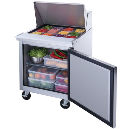 Chef AAA Commercial 29" 12 Pan Salad Sandwich Food Prep Table Refrigerator Mega Top 6.5cu.ft - TSP29M