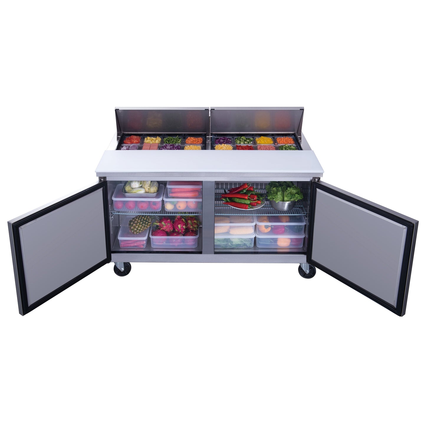 Chef AAA Commercial 60" 16 Pan Salad Sandwich Food Prep Table Refrigerator - TSP60
