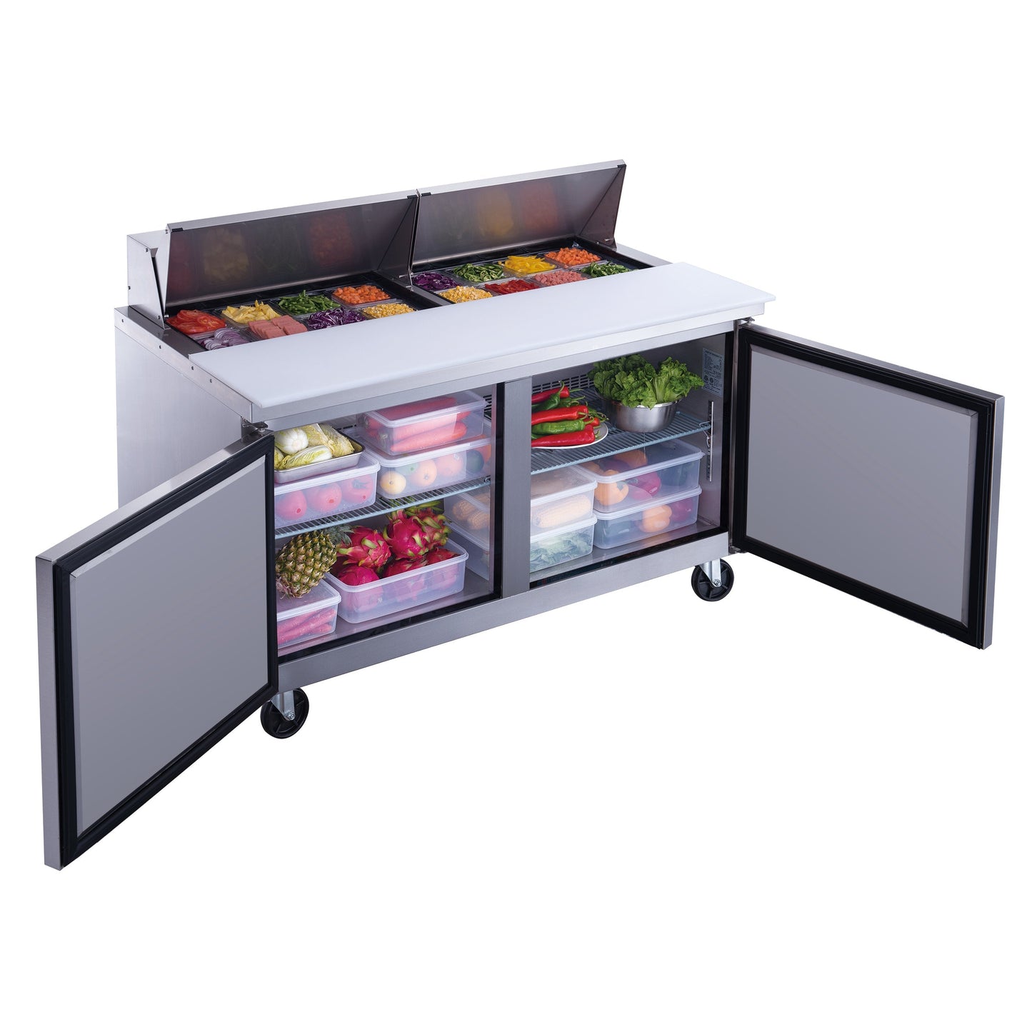 Chef AAA Commercial 60" 16 Pan Salad Sandwich Food Prep Table Refrigerator - TSP60
