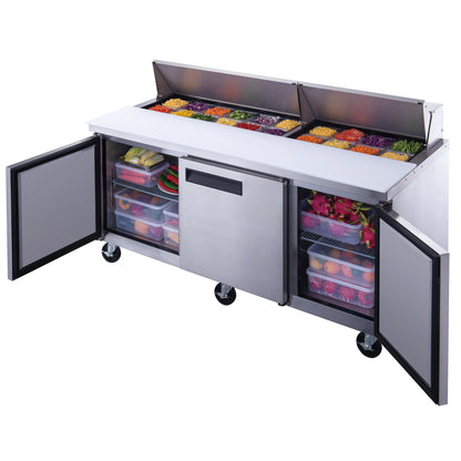 Chef AAA - TSP72 Commercial 72" 18 Pan Salad Sandwich Food Prep Table Refrigerator - TSP72
