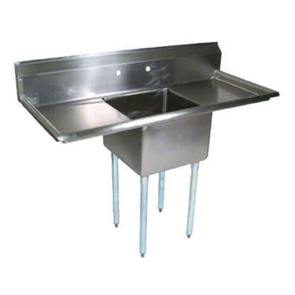 John Boos E1S8-24-14T24 One-Compart. E-Series Sink with Two 24" L&R Drainboards - JBE1S82414T24