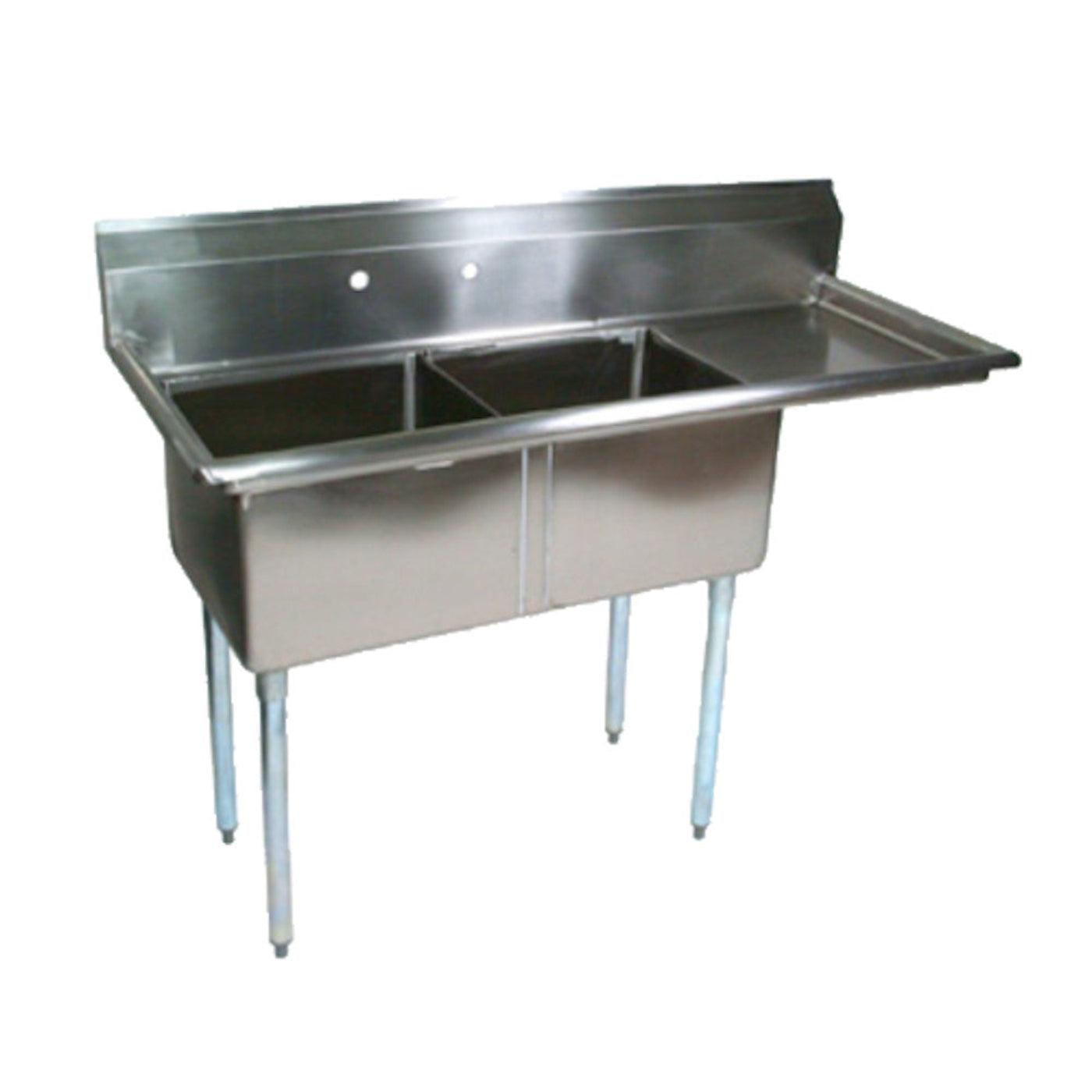 John Boos E2S8-1620-12R18 Two-Compartment E-Series Sink, 18" Right Drainboard