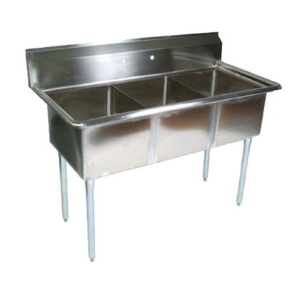 John Boos E3S8-18-12 E-Series Sink with Three 18" x 18" x 12" Compartments - JBE3S81812