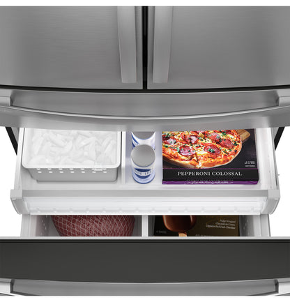GE 23.2 Cu. Ft. Smart 4-Door French-Door Fridge, Counter-Depth - PJE23BYWFS-KT