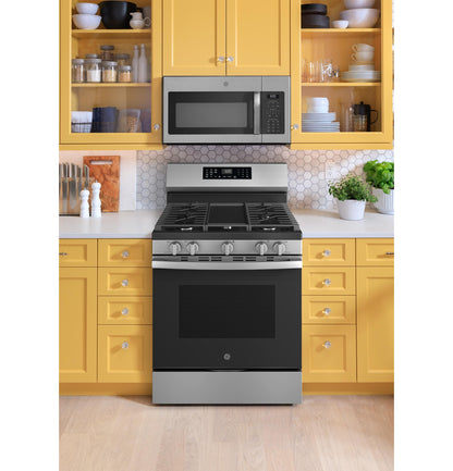 GE APPLIANCES GGF600AVSS GE(R) 30" Free-Standing Gas Convection Range with No Preheat Air Fry and EasyWash(TM) Oven Tray - GGF600AVSS-KT