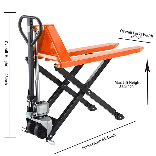 Tory Carrier Lifting Pallet Jack Truck Lifter 2200lbs. 45" x 27" Fork 31.5" Lifting Height New - HL-27