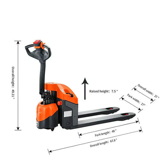 Tory Carrier Full Electric Walkie Pallet Jack Truck 3300 lbs. 48" x 27" Fork New - EPJ33W-E-19