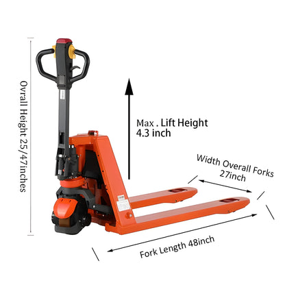 Tory Carrie Full Electric Lithium Battery Pallet Jack 3300 lbs. 48" x 27" Fork New - EPJ3300