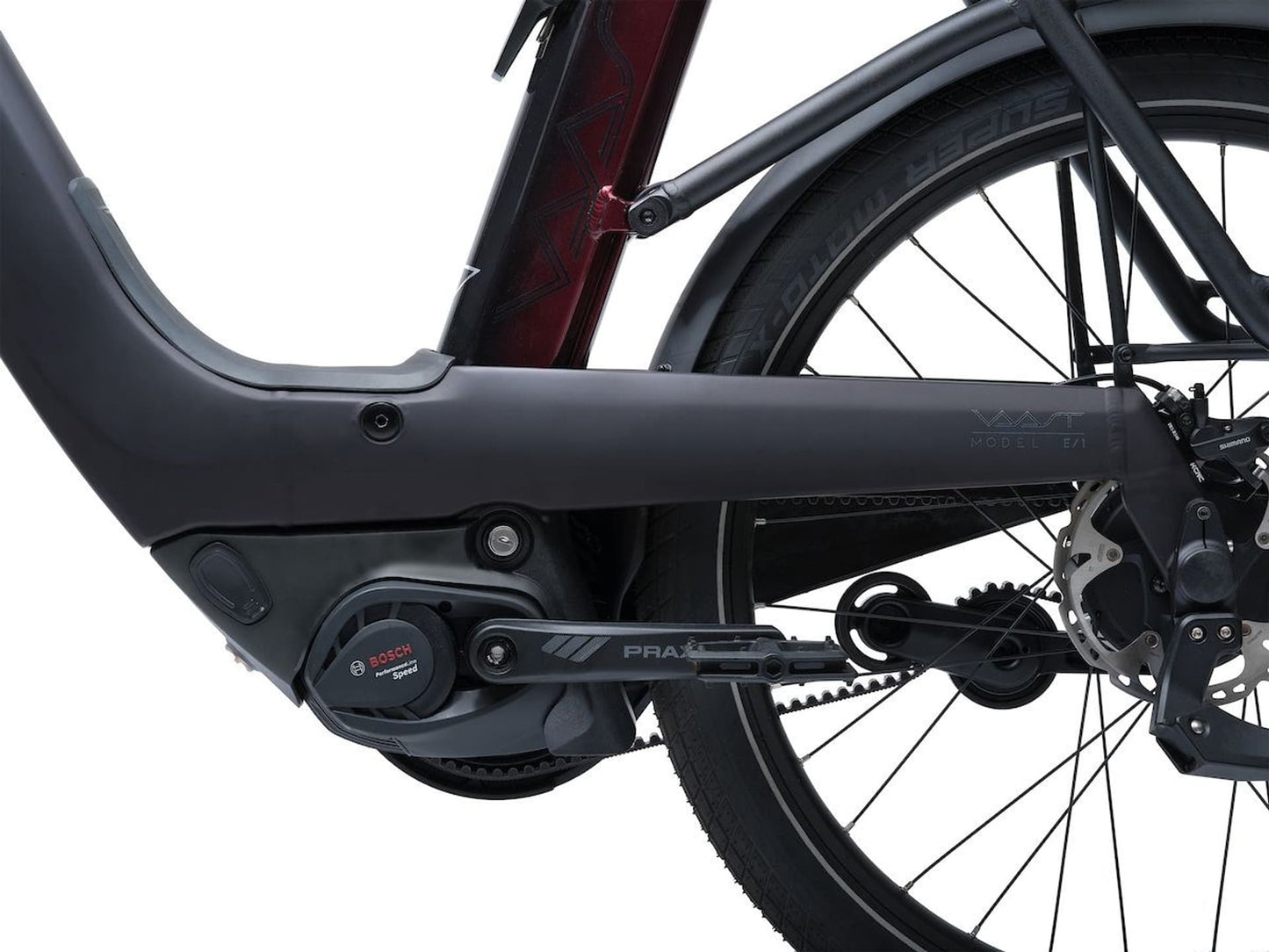 Vaast Bikes E/1 Enviolo 27.5 E-Bike - Vibrant Berry Red-Black Cherry